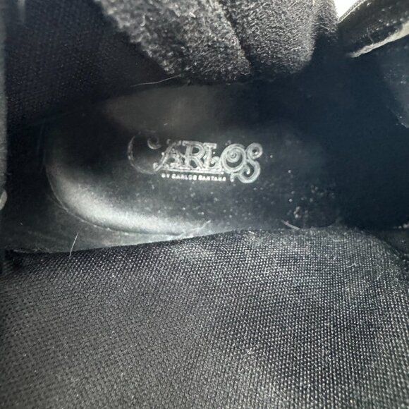 Carlos Womens Black Faux Suede Floral Embroidered Side Zip Heel Booties Size 6.5 - Picture 8 of 11